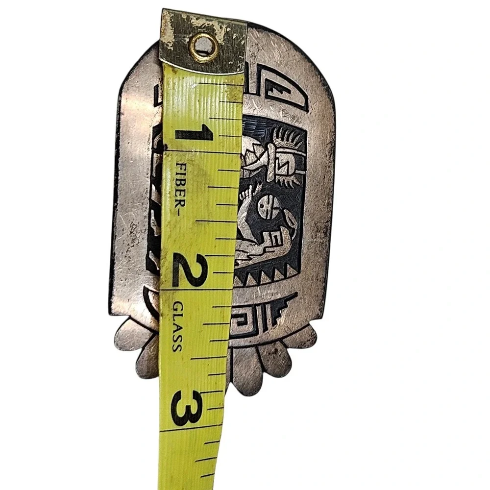 Vintage 70s Hopi‎ Sterling Silver Belt Buckle Native American Verden Mansfield